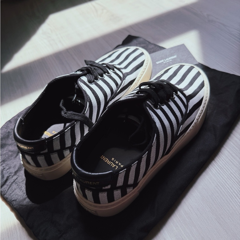 Saint Laurent Monochrome Striped Sneakers